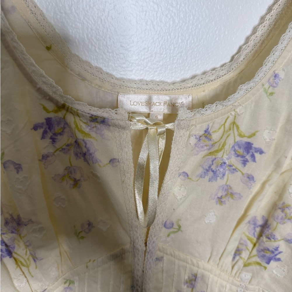 LoveShackFancy Pale Yellow Floral Mini Dress - Picture 4 of 6